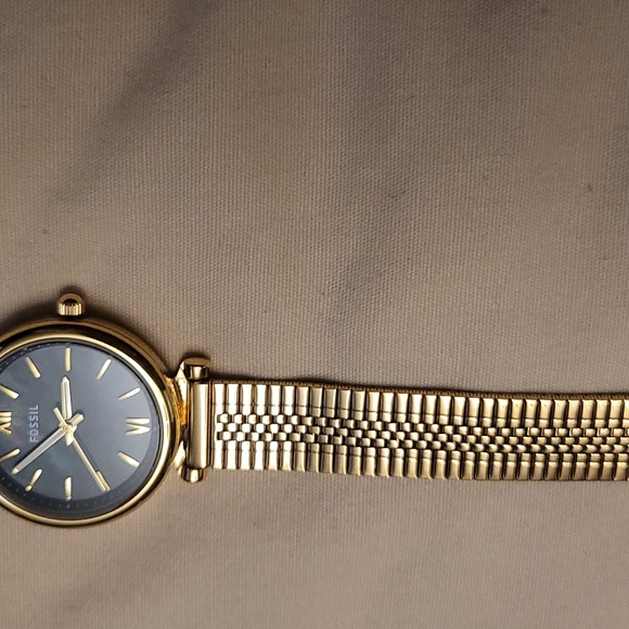 Gold and green iridescent face fossil watch - Picture 3 of 4